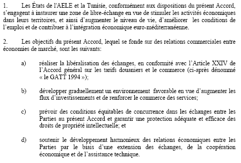 Accord de libre-échange Association européenne de libre-échange (AELE)-Tunisie