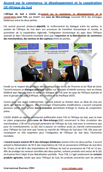 Accord sur le commerce Union européenne (France, Belgique)-Afrique du Sud
