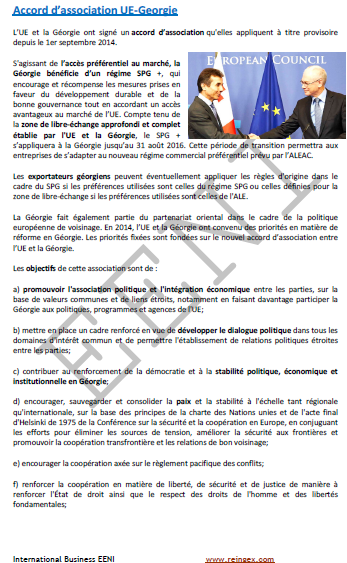 Accord d’association Union européenne (France, Belgique)-Géorgie