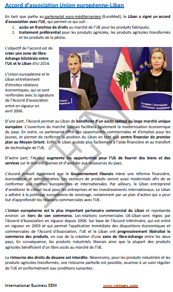 Accord d’association Union européenne (France, Belgique...)-Liban