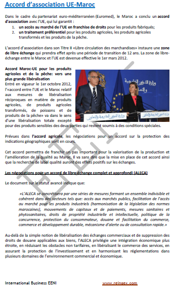 Doctorat Master : Accord d’association UE-Maroc