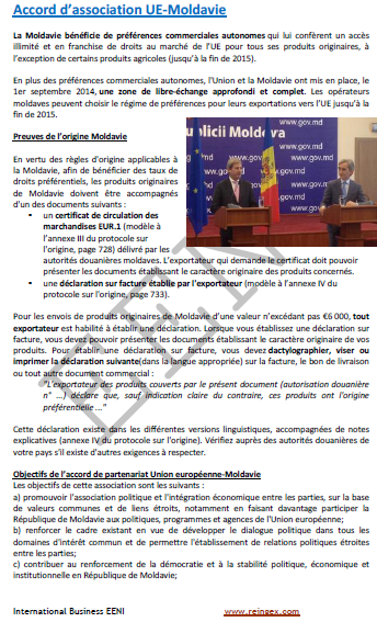 Accord d’association Union européenne (France, Belgique...)-Moldavie