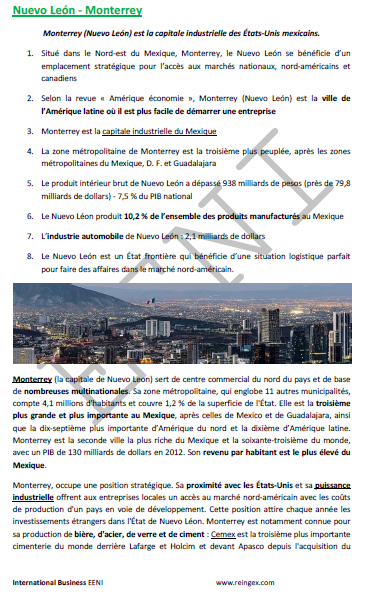 Cours Master : commerce international et affaires Monterrey Nuevo Leon