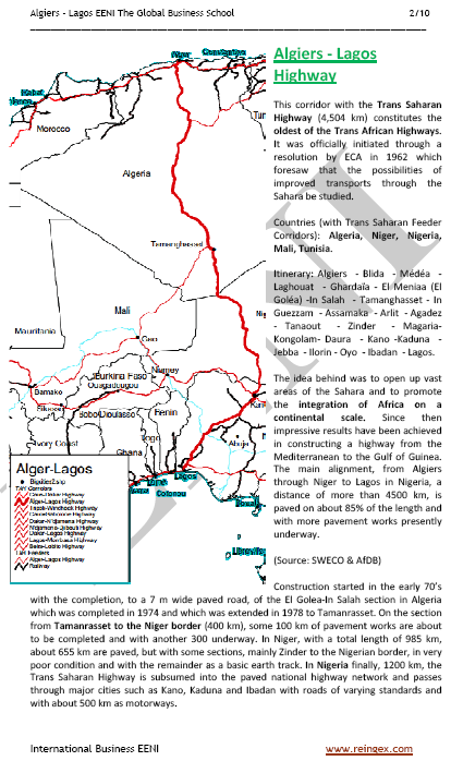 Corridor Algiers-Lagos (autoroute transsaharienne): l’Algérie, le Niger, le Nigeria, le Mali et la Tunisie (Cours transport routier)