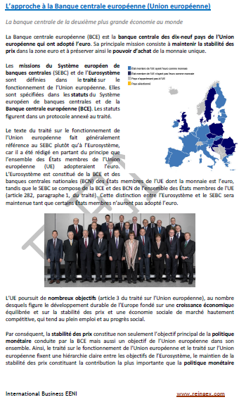 Banque centrale européenne (BEI) Union monétaire de l'UE. France