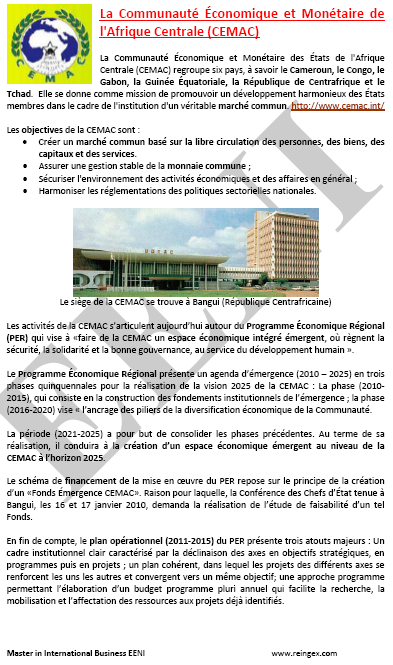 Communauté Économique et Monétaire de l'Afrique centrale (CEMAC)