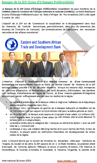 Banque Zone d’Echanges préférentiels COMESA (marché commun de l'Afrique orientale et australe)