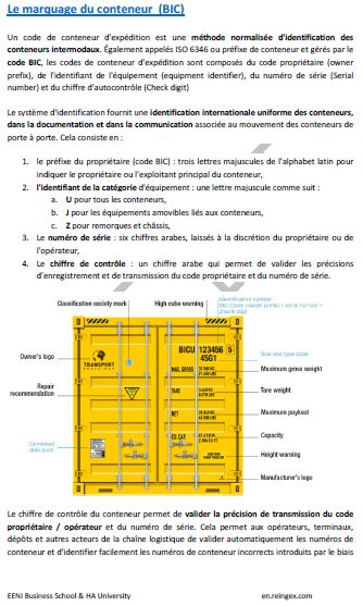 Conteneurs et transport international. Convention douanière relative aux conteneurs, Code BIC. Conteneurisation