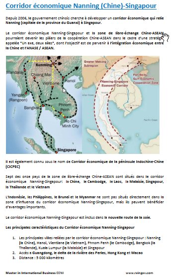 Corridor économique Nanning (Chine)-Singapour, le Cambodge, le Laos, la Malaisie, la Thaïlande et le Vietnam