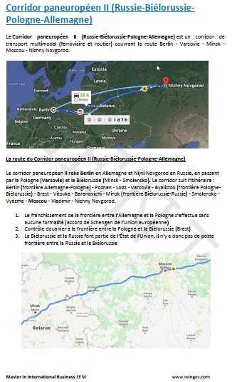 Corridor paneuropéen II (Russie-Biélorussie-Pologne-Allemagne) Cours