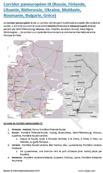 Corridor paneuropéen IX (Russie, Finlande, Lituanie, Biélorussie, Ukraine, Moldavie, Roumanie, Bulgarie, Grèce)