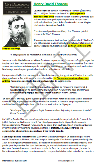 Henry Thoreau éthique (Cours, Master, Doctorat)