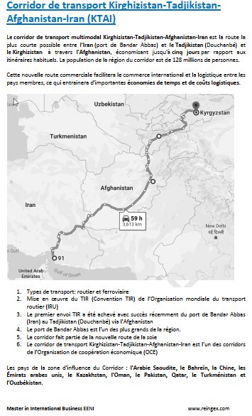 Corridor de transport Kirghizistan-Tadjikistan-Afghanistan-Iran