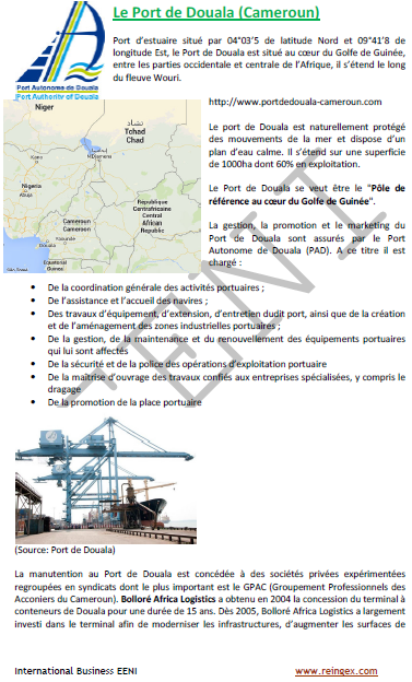 Port de Douala (Cameroun) L’accès au Tchad et à la République centrafricaine