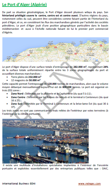 Ports algériens, Oran, Alger, Annaba, Ghazaouet, Mostaganem, Skikda (Cours transport maritime)