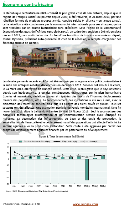 Commerce international et affaires en République centrafricaine (cours master doctorat)