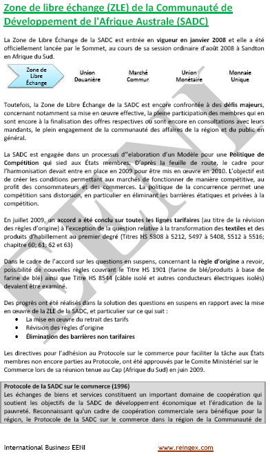 SADC Union douanière (Cours Master Doctorat)