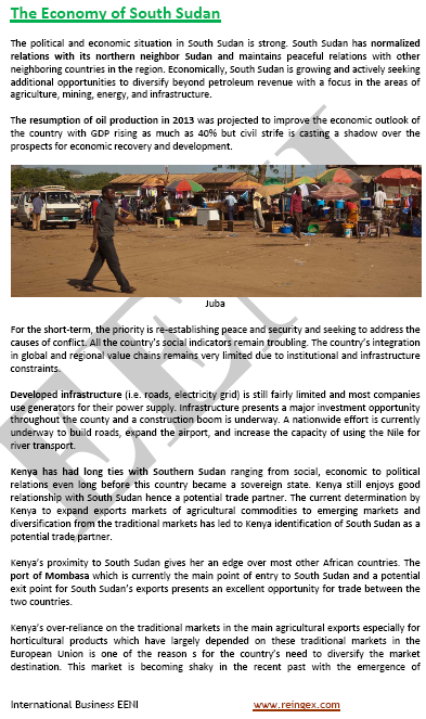 Commerce international et affaires au Soudan du Sud