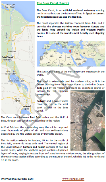 Canal de Suez : 8 % du commerce maritime mondial (Égypte, Transport)