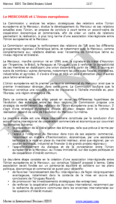 Accord de libre-échange UE-MERCOSUR (Argentine, Brésil, Uruguay, Paraguay)