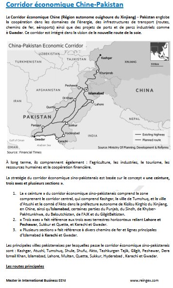 Corridor économique Chine (Région autonome ouïghoure du Xinjiang)-Pakistan. Nouvelle Route de la soie